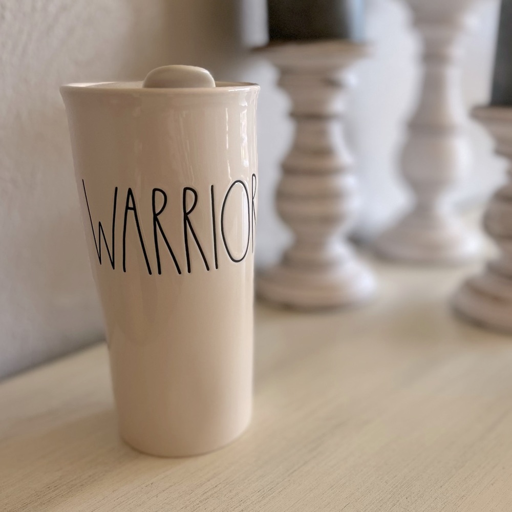 Rae Dunn Tall Travel Mug WARRIOR 🎗️🎀